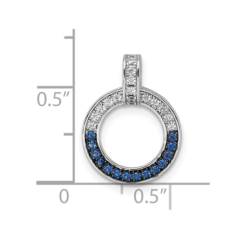 Sterling Silver White & Black Rhod-plated White & Blue CZ Pendant