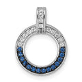 Sterling Silver White & Black Rhod-plated White & Blue CZ Pendant