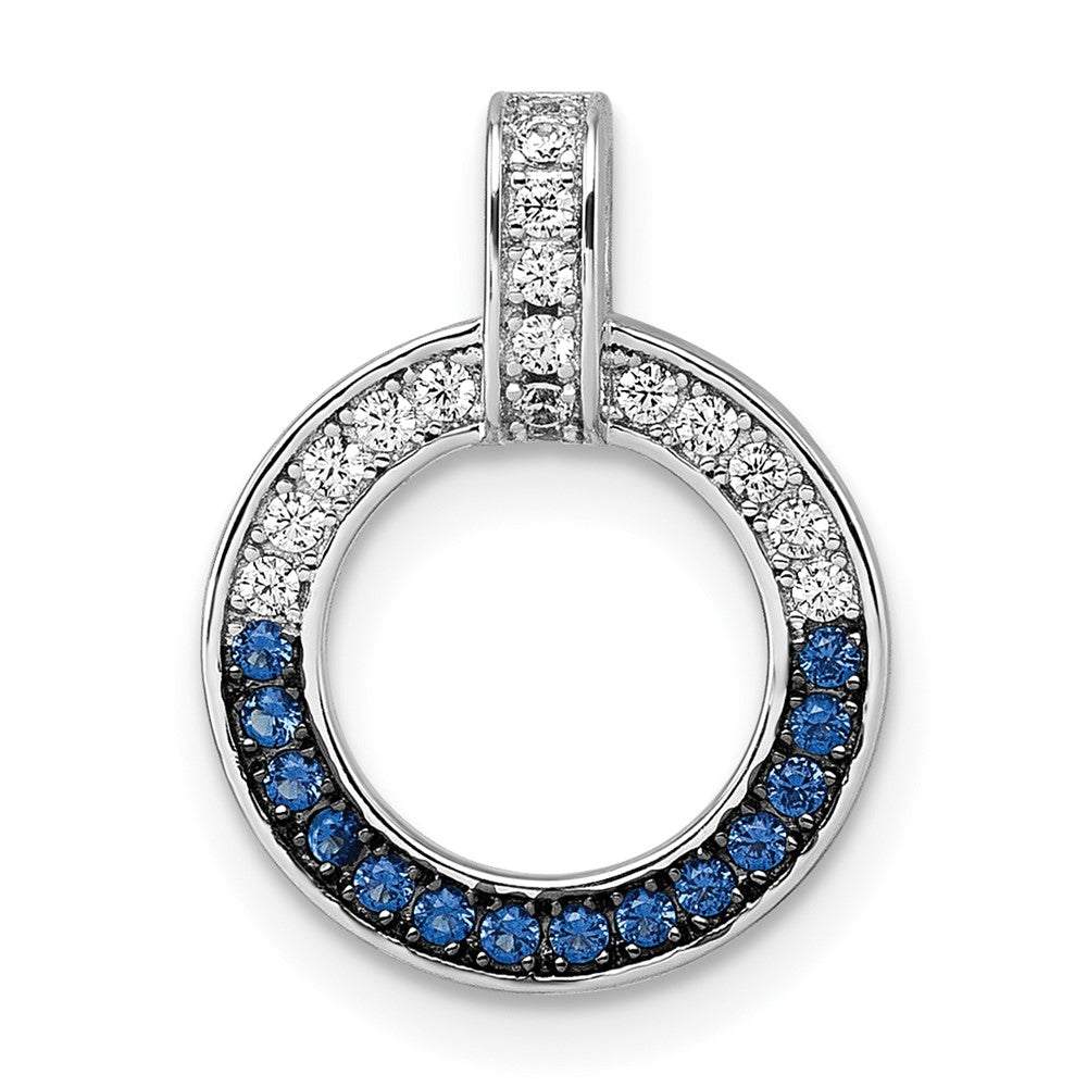 Sterling Silver White & Black Rhod-plated White & Blue CZ Pendant