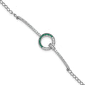Sterling Silver Rhodium-plated White & Green CZ Bracelet