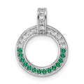Sterling Silver Rhodium-plated White & Green CZ Pendant