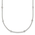 Sterling Silver Polished CZ Station w/ 1in Ext Necklace