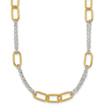 Sterling Silver w/Gold-tone Polished Fancy 2-Strand Link Necklace