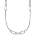 Sterling Silver Polished and Textured Fancy Link Necklace