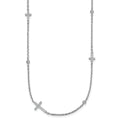 SS Rhodium-plated Polished CZ Crosses 15in w/1.5 in ext. Necklace
