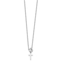 Sterling Silver RH-pltd Cross Paperclip Link w/ Ext Bracelet