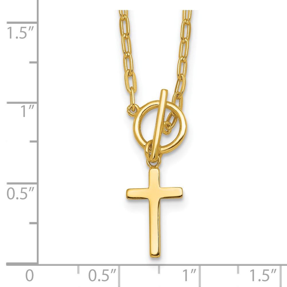 Sterling Silver Gold-tone Cross Paperclip Link w/ Ext Bracelet