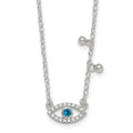 Sterling Silver CZ Evil Eye w/ 2in Ext Necklace