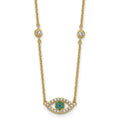 Sterling Silver Gold-tone CZ and Nano Crystal Eye w/2in ext Necklace
