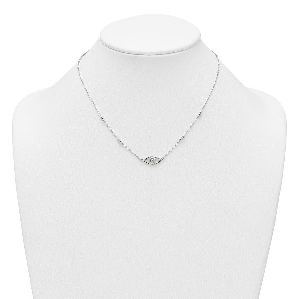 Sterling Silver Polished Evil Eye w/1in Ext Necklace