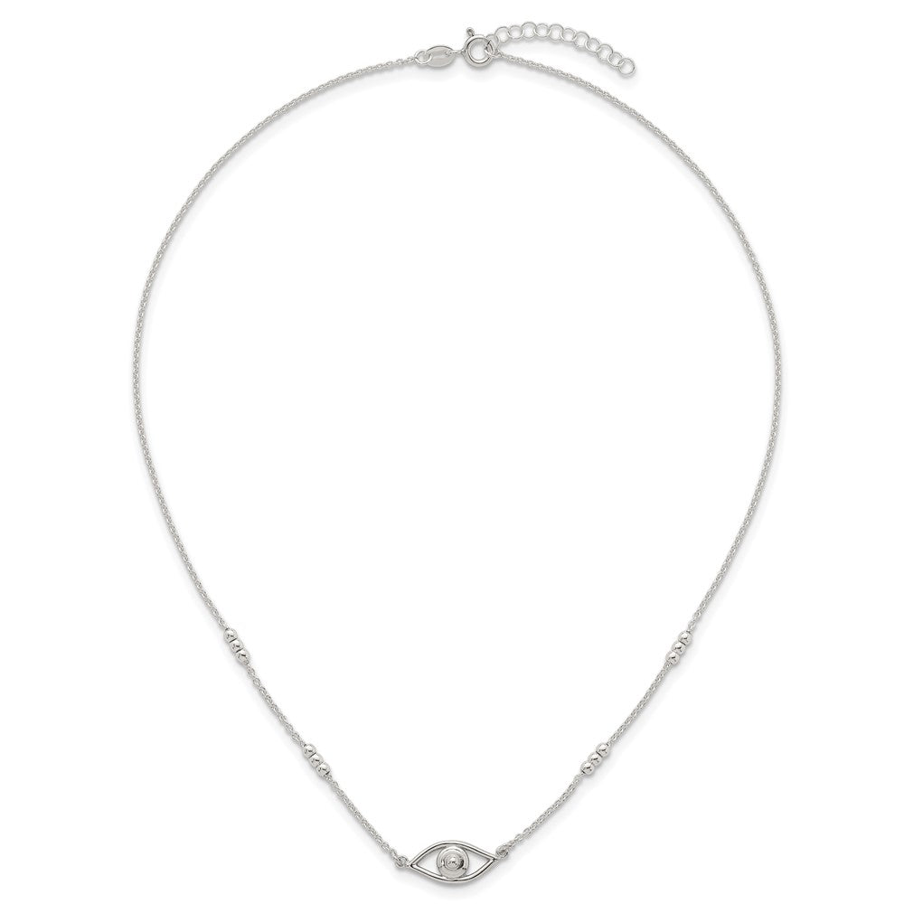 Sterling Silver Polished Evil Eye w/1in Ext Necklace