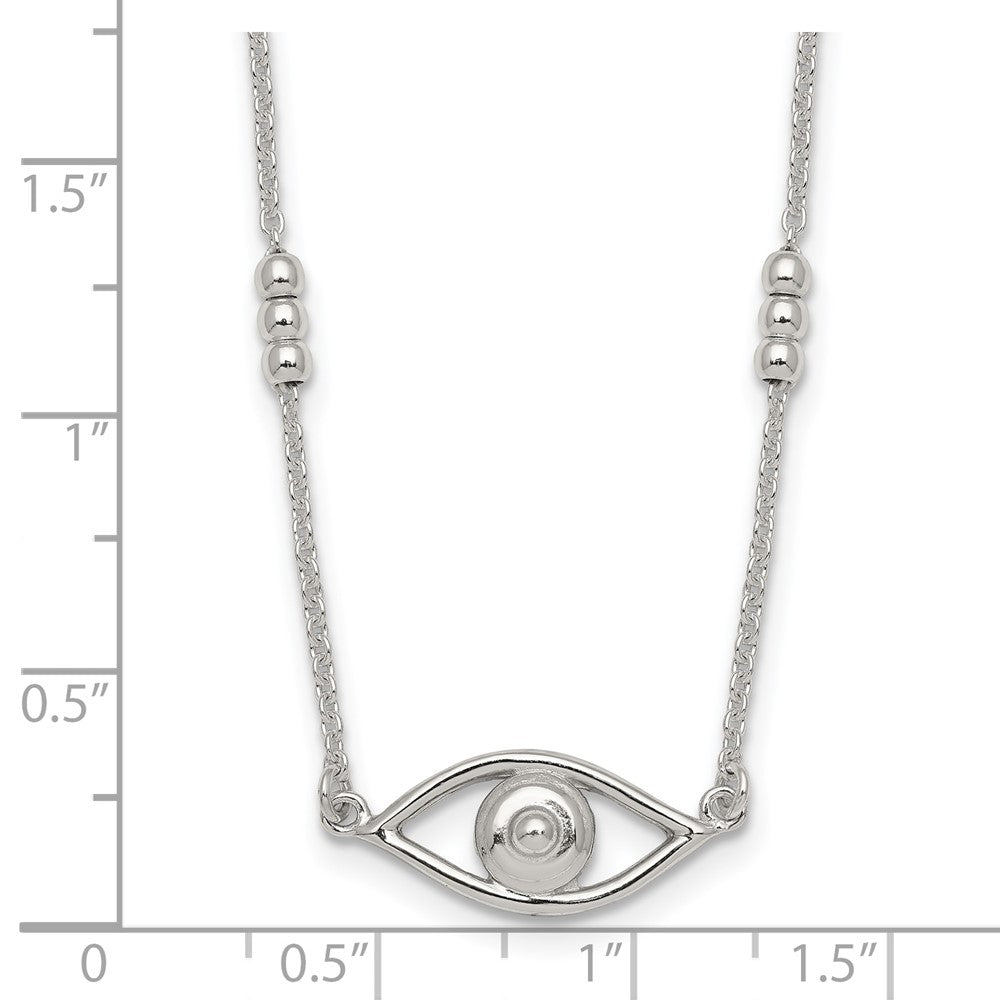 Sterling Silver Polished Evil Eye w/1in Ext Necklace