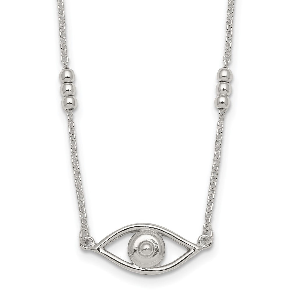 Sterling Silver Polished Evil Eye w/1in Ext Necklace