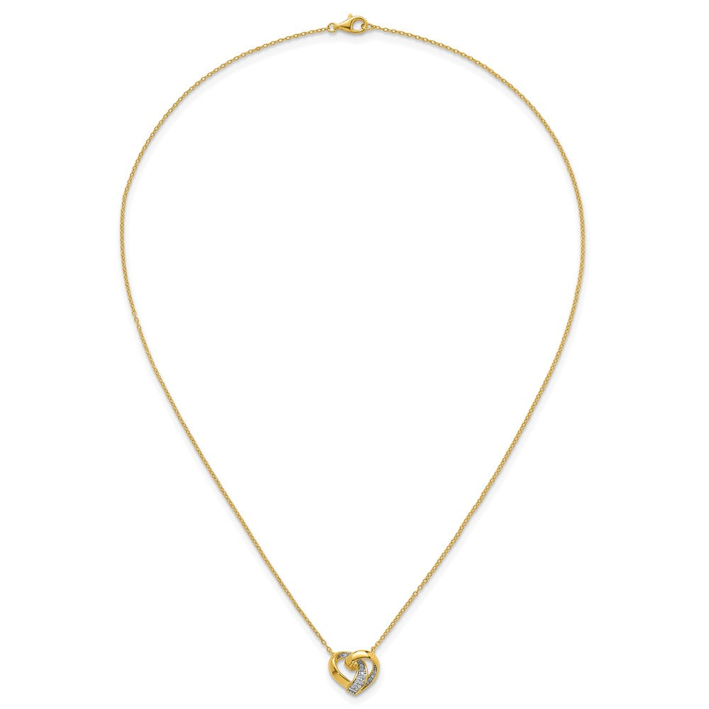 Sterling Silver Rhodium-plated Gold-tone CZ Love Knot Heart Necklace