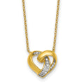 Sterling Silver Rhodium-plated Gold-tone CZ Love Knot Heart Necklace
