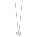 Sterling Silver Polished CZ Heart and Paw Necklace