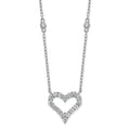 Sterling Silver RH-plated Polished CZ Open Heart 18in Necklace