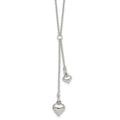 Sterling Silver Polished Two Heart Lariat Necklace