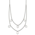 Sterling Silver Polished 2 Strand Multi Heart Necklace