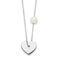 Sterling Silver Polished Glass Pearl Heart Necklace