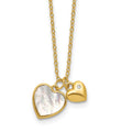 Sterling Silver Gold-plated MOP CZ Hearts 14in w/3in Ext Children's Necklac