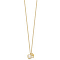 SS Gold-plated MOP and CZ Heart and Dolphin 16in w/2in Ext Necklace
