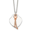 Sterling Silver Rose-tone Polished CZ Shooting Star and Heart Necklace
