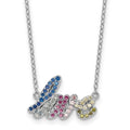 SS RH-pltd Polished Multicolor CZ LOVE 16in w/2in Ext Necklace