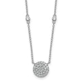 Sterling Silver RH-plated Polished Pave CZ Circle 18 Inch Necklace