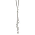 Sterling Silver Polished and Beaded 2 Strand Lariat w/ 1.25in Ext Necklace