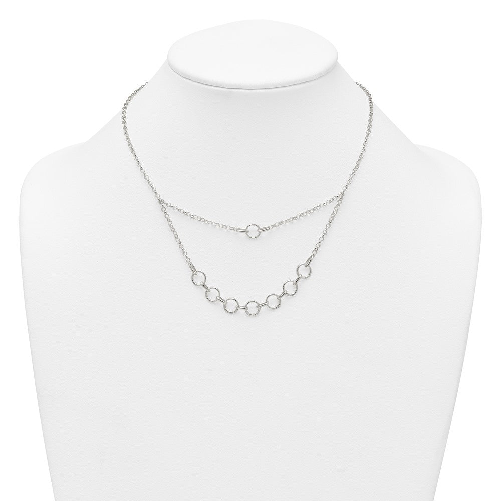 Sterling Silver Polished and Textured Circles w/2in Ext Necklace