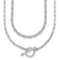 Sterling Silver Polished Fancy 2 Strand Chain w/ 2in Ext Necklace
