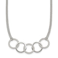 Sterling Silver Polished Textured 2-Strand Interlinking Circle Necklace