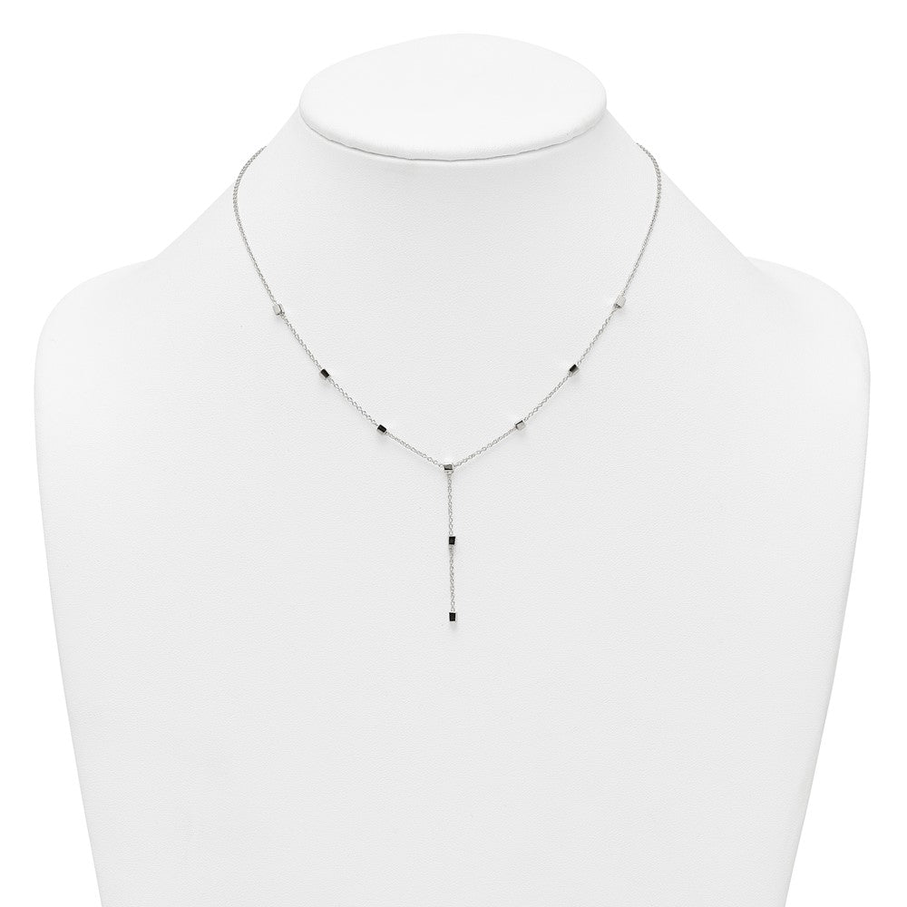 Sterling Silver Polished Cube Bead Y Drop Necklace