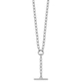 Sterling Silver RH-plated Polished CZ Paperclip Y Drop 17in Necklace