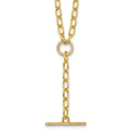 Sterling Silver Gold-tone Polished CZ Paperclip Y Drop 17in Necklace