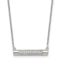 Sterling Silver Polished CZ Bar 16 Inch with 2 Inch Extension Necklace