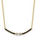 Sterling Silver Gold-tone Black Enameled and CZ 16in w/ 2in Ext Necklace