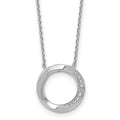 Sterling Silver RH-plated Polished Twisted CZ Circle 17.75in Necklace
