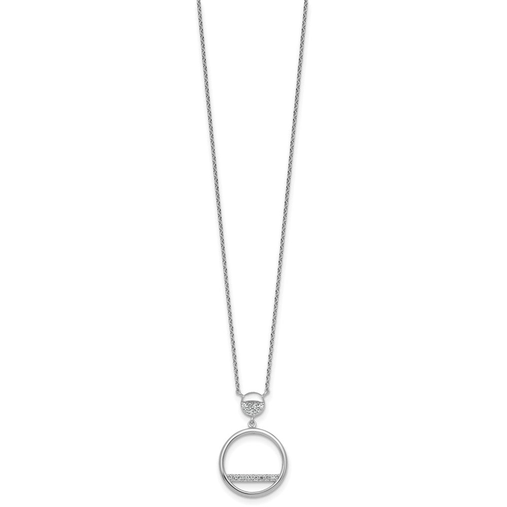 Sterling Silver Rhodium-plated Polished CZ Circles 17.75in Necklace