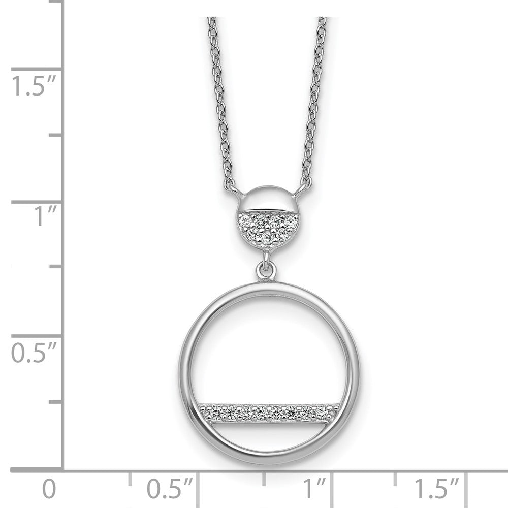 Sterling Silver Rhodium-plated Polished CZ Circles 17.75in Necklace