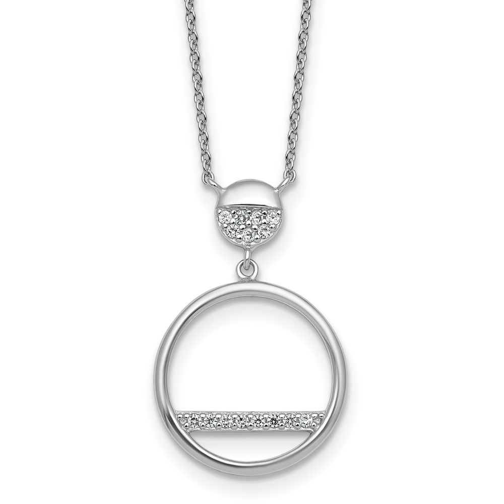 Sterling Silver Rhodium-plated Polished CZ Circles 17.75in Necklace