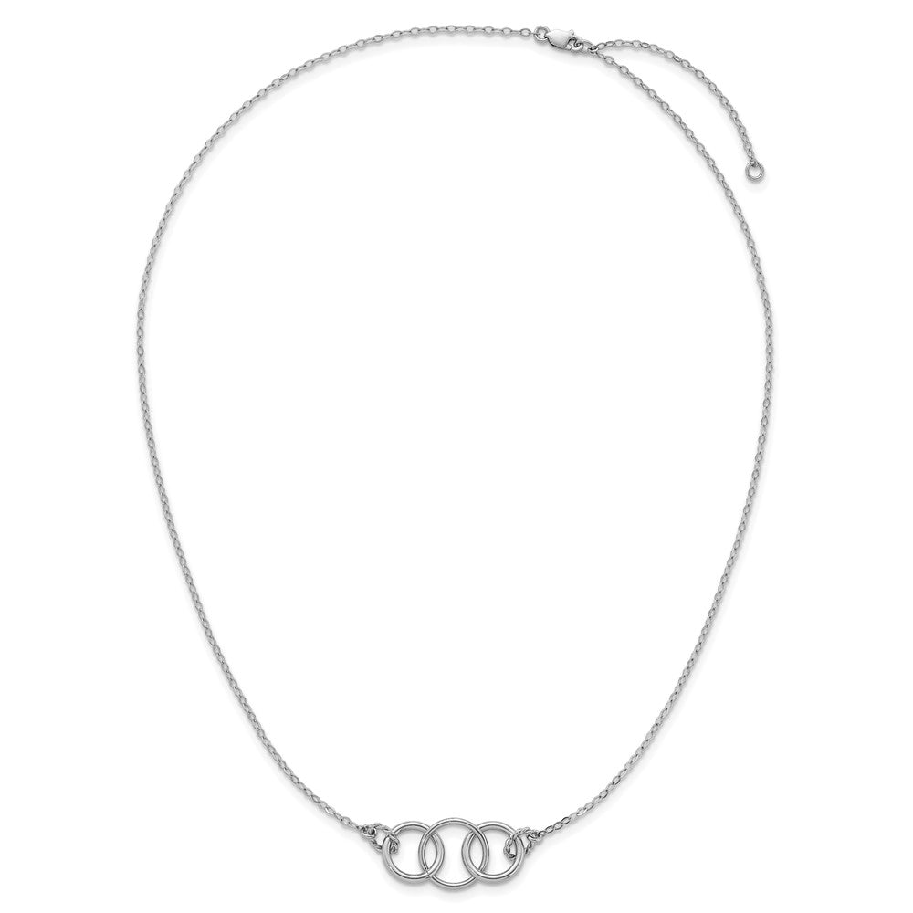 SSilver RH-pltd Polished Twisted Ovals/Circles 18.5in w/2in Ext Necklace
