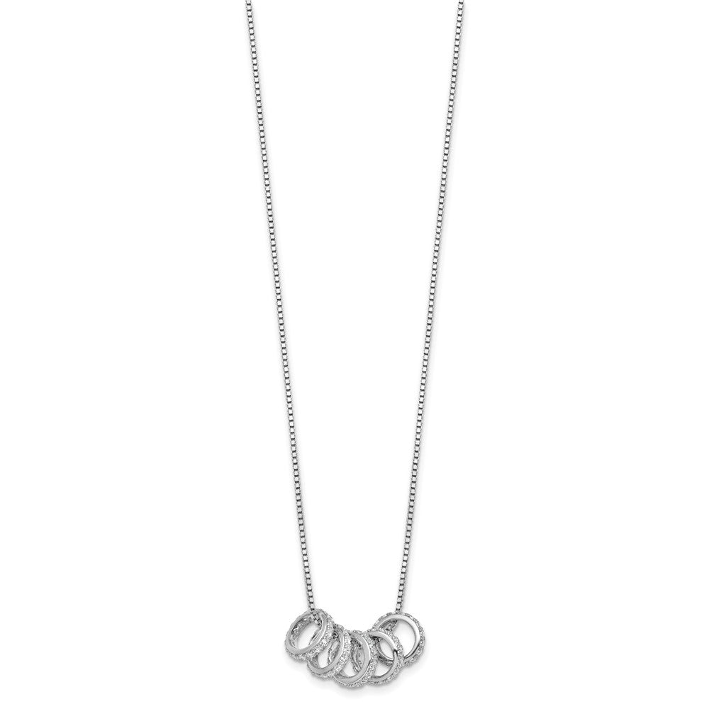 Sterling Silver RH-plated CZ 5 Moveable Circles 18in With 2in Ext Necklace