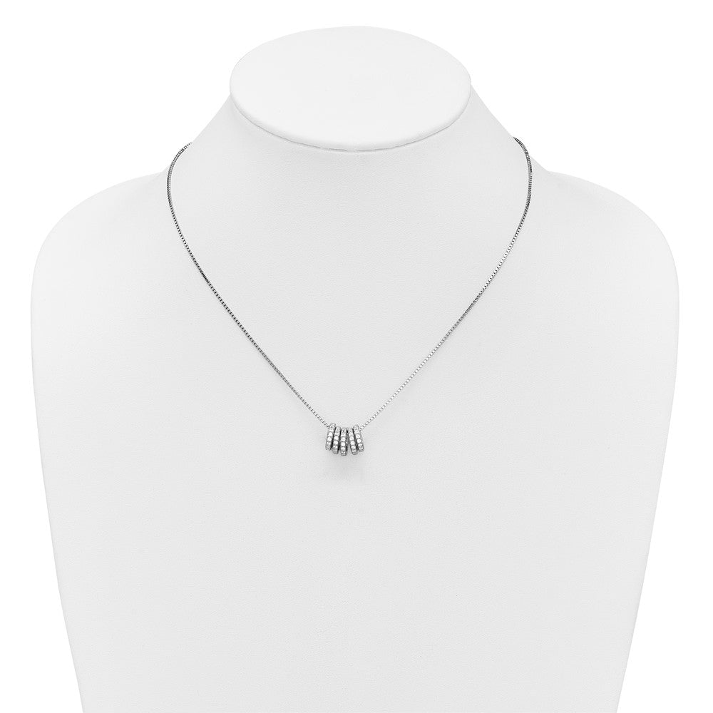 Sterling Silver RH-plated CZ 5 Moveable Circles 18in With 2in Ext Necklace
