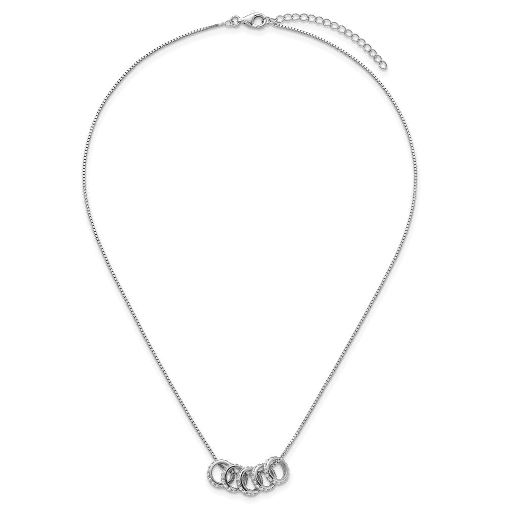 Sterling Silver RH-plated CZ 5 Moveable Circles 18in With 2in Ext Necklace