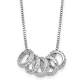 Sterling Silver RH-plated CZ 5 Moveable Circles 18in With 2in Ext Necklace