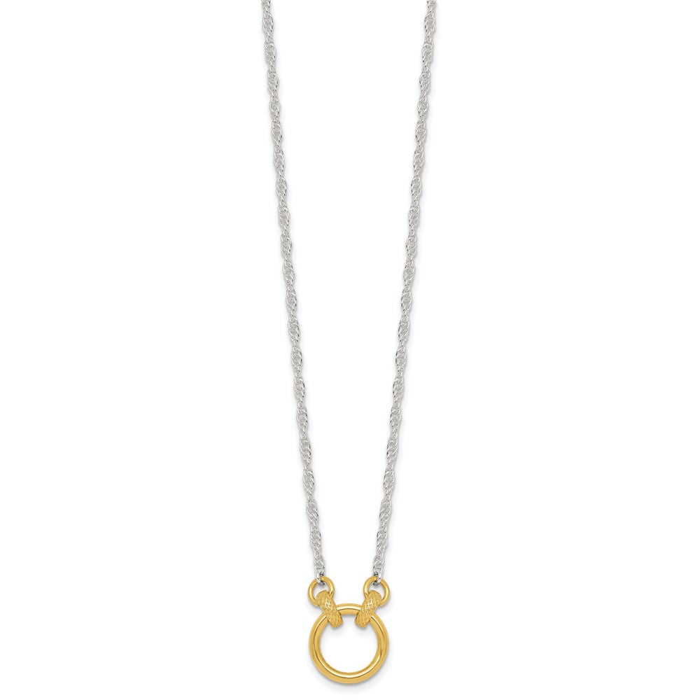 Sterling Silver Gold-tone Polished and Textured Circle Link Necklace