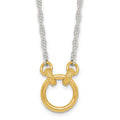 Sterling Silver Gold-tone Polished and Textured Circle Link Necklace