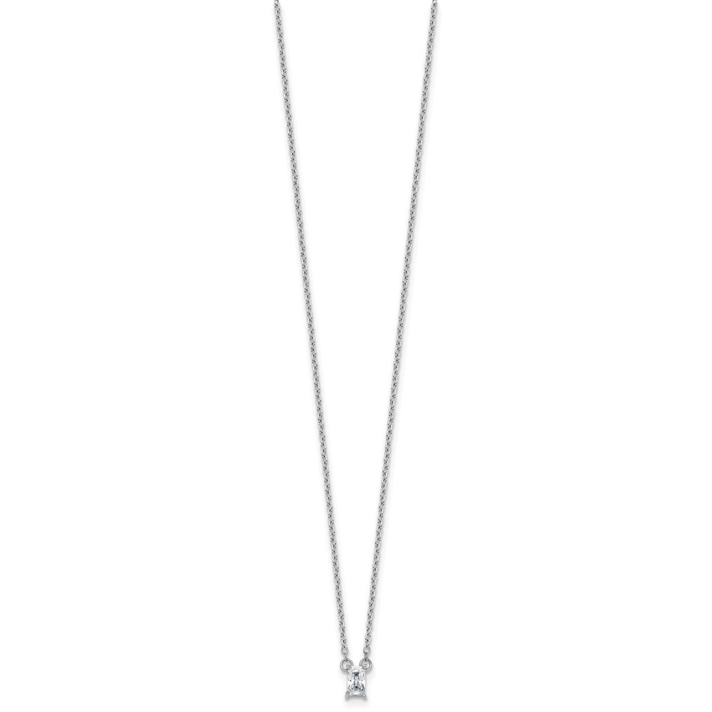 Sterling Silver RH-plated Polished CZ 16in w/1.75in Ext Necklace